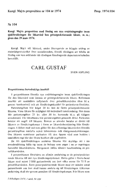 Omslaget till prop. 1974:104