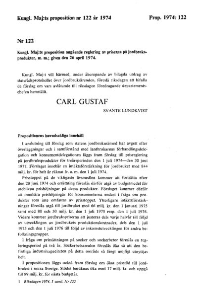 Omslaget till prop. 1974:122
