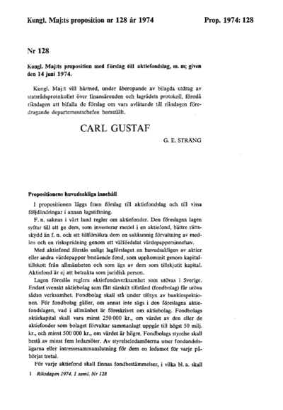 Omslaget till prop. 1974:128