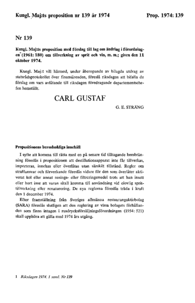 Omslaget till prop. 1974:139