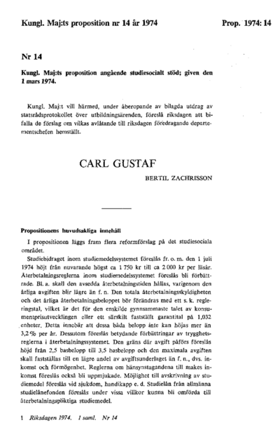 Omslaget till prop. 1974:14