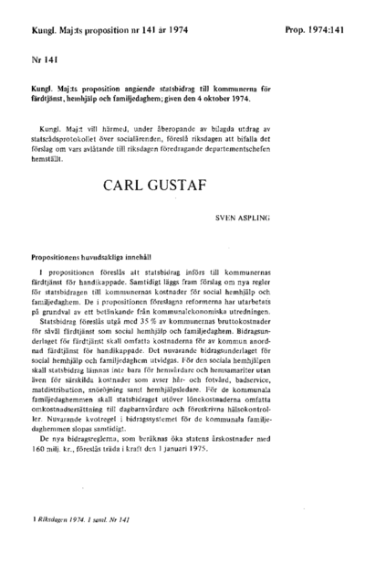 Omslaget till prop. 1974:141
