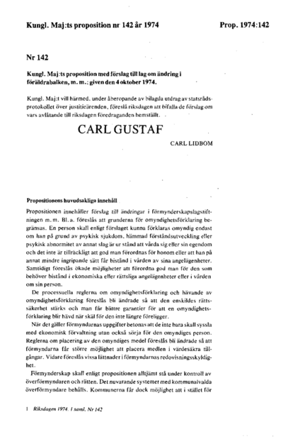 Omslaget till prop. 1974:142