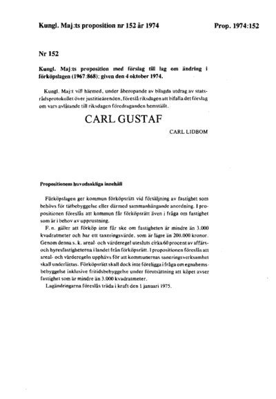 Omslaget till prop. 1974:152