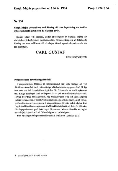 Omslaget till prop. 1974:154