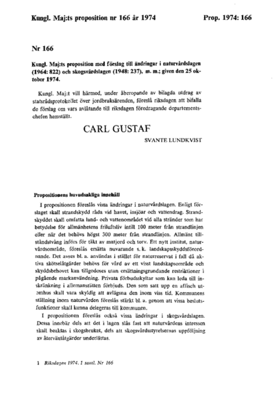 Omslaget till prop. 1974:166