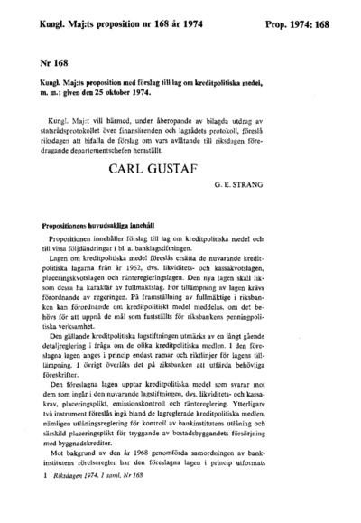 Omslaget till prop. 1974:168