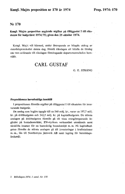 Omslaget till prop. 1974:170