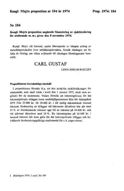 Omslaget till prop. 1974:184