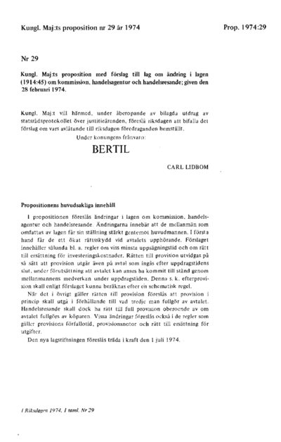 Omslaget till prop. 1974:29