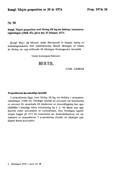 Omslaget till prop. 1974:38