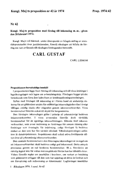 Omslaget till prop. 1974:42