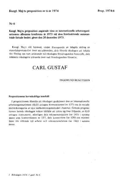 Omslaget till prop. 1974:6