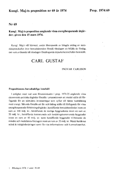 Omslaget till prop. 1974:69
