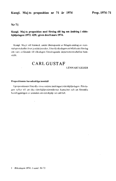Omslaget till prop. 1974:71