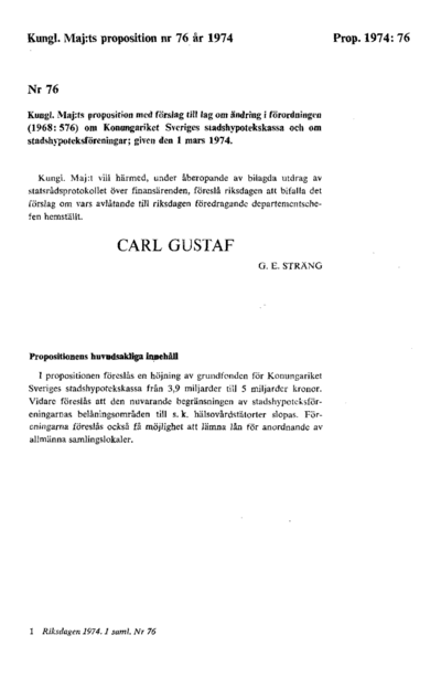 Omslaget till prop. 1974:76