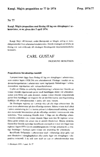 Omslaget till prop. 1974:77
