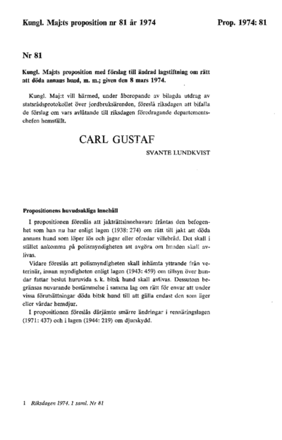 Omslaget till prop. 1974:81