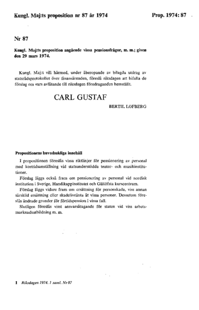 Omslaget till prop. 1974:87