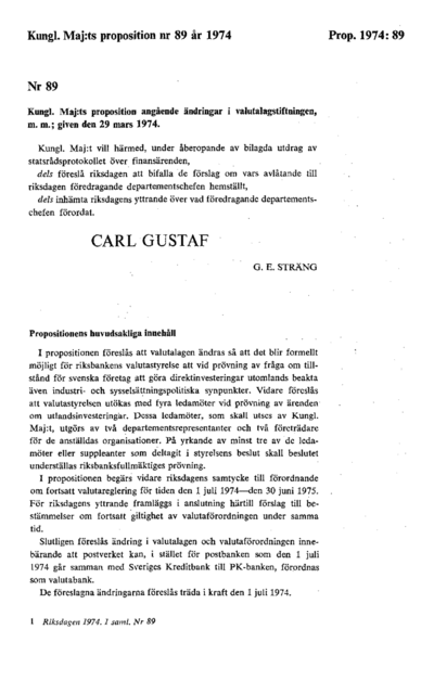 Omslaget till prop. 1974:89