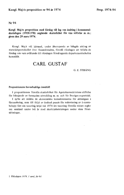 Omslaget till prop. 1974:94