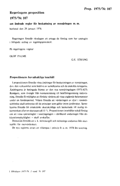 Omslaget till prop. 1975/76:107
