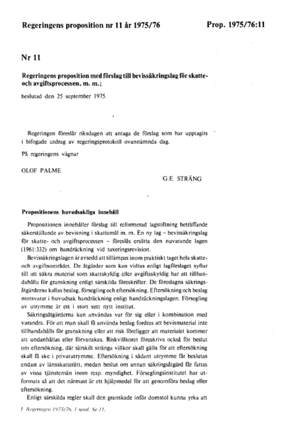 Omslaget till prop. 1975/76:11