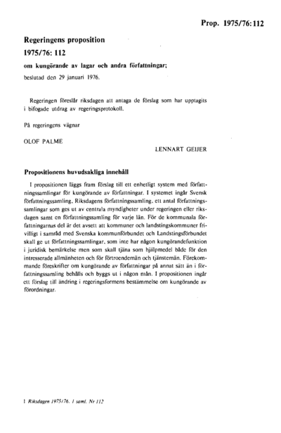 Omslaget till prop. 1975/76:112