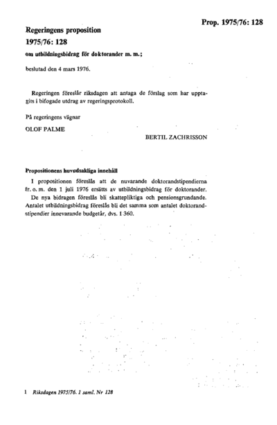Omslaget till prop. 1975/76:128