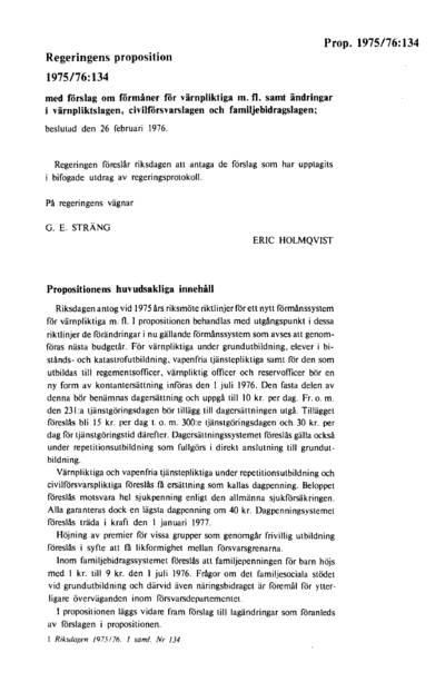 Omslaget till prop. 1975/76:134