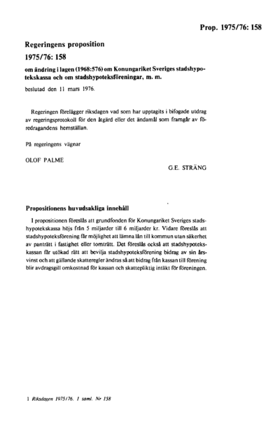 Omslaget till prop. 1975/76:158