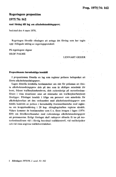 Omslaget till prop. 1975/76:162