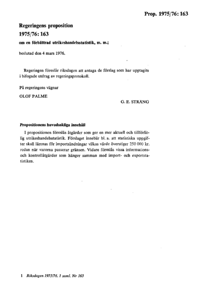 Omslaget till prop. 1975/76:163