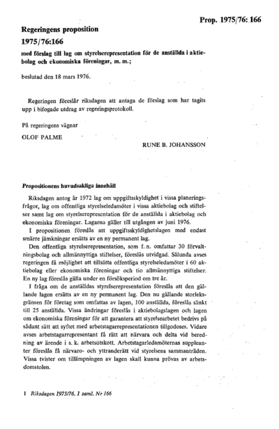 Omslaget till prop. 1975/76:166