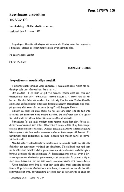Omslaget till prop. 1975/76:170