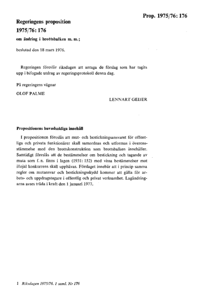 Omslaget till prop. 1975/76:176