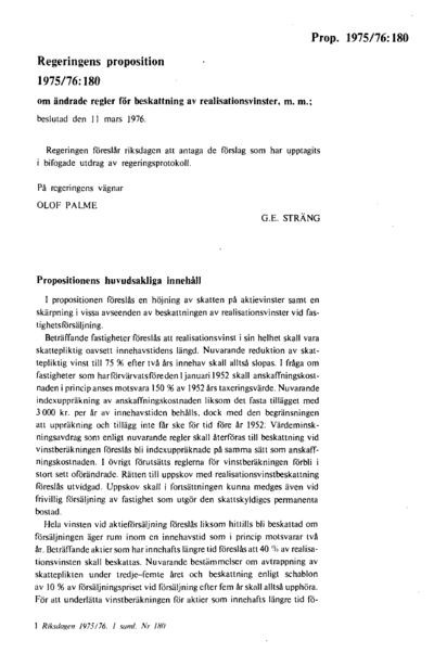 Omslaget till prop. 1975/76:180