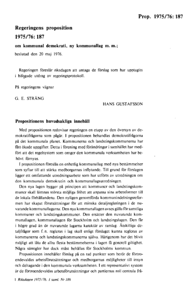 Omslaget till prop. 1975/76:187