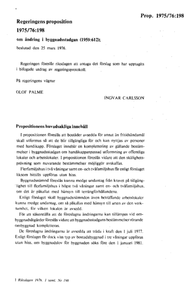 Omslaget till prop. 1975/76:198