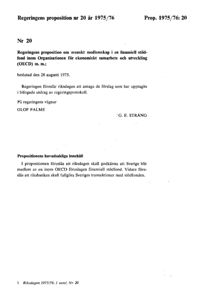 Omslaget till prop. 1975/76:20