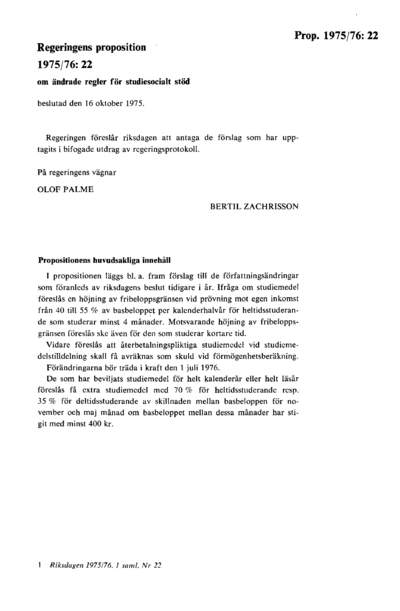 Omslaget till prop. 1975/76:22