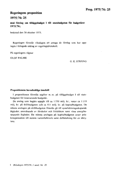 Omslaget till prop. 1975/76:25