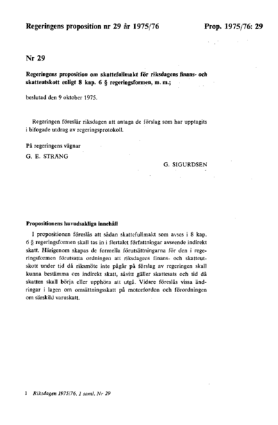 Omslaget till prop. 1975/76:29