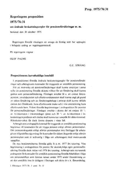 Omslaget till prop. 1975/76:31