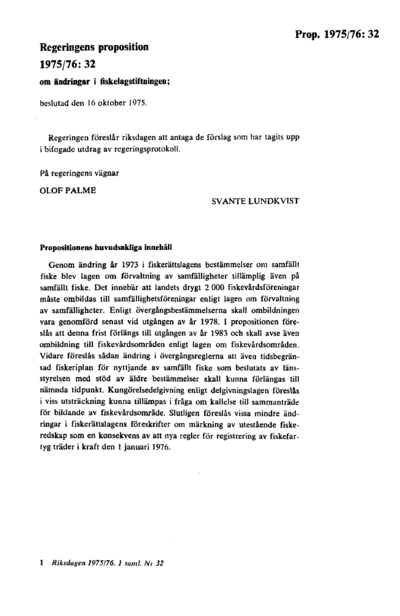 Omslaget till prop. 1975/76:32