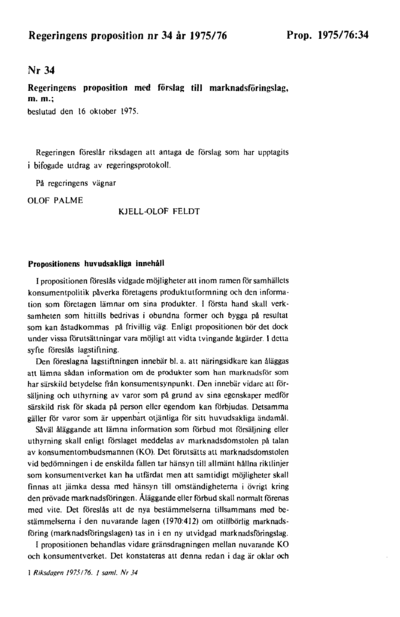 Omslaget till prop. 1975/76:34