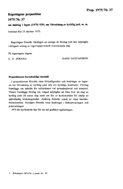 Omslaget till prop. 1975/76:37