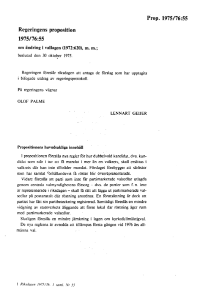 Omslaget till prop. 1975/76:55