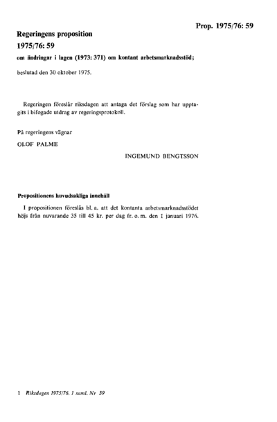 Omslaget till prop. 1975/76:59