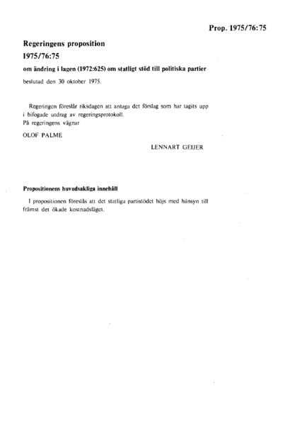 Omslaget till prop. 1975/76:75